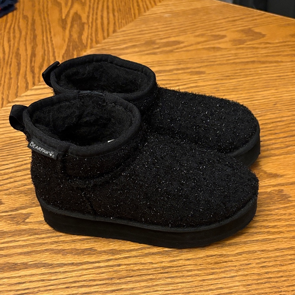BearPaw Glittery Black Ankle Boots